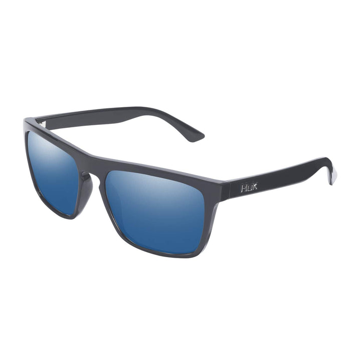 HUK, Polarized Lens Eyewear with Performance Frames, Fishing, Sports & Outdoors Sunglasses, (Siwash) Blue Mirror/Matte Black, Medium