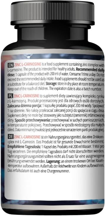 APOLLO'S HEGEMONY Zinc L-Carnosine 37.5 mg per Capsule - 90 Vegan Capsules - 3 Months Supply - for Skin, Hair & Nail Health - Supplement