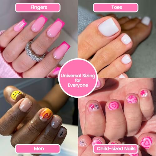 Poly Gel Nail Kit For Toes and Fingers,GlimightyX Straight Flat Dual Forms Reusable for Polygel,Pre-etched No-file Needed, 16 Sizes,with 1.35oz Nail Slip Solution, Dual-Ended Brush,Nail File &5 Clips