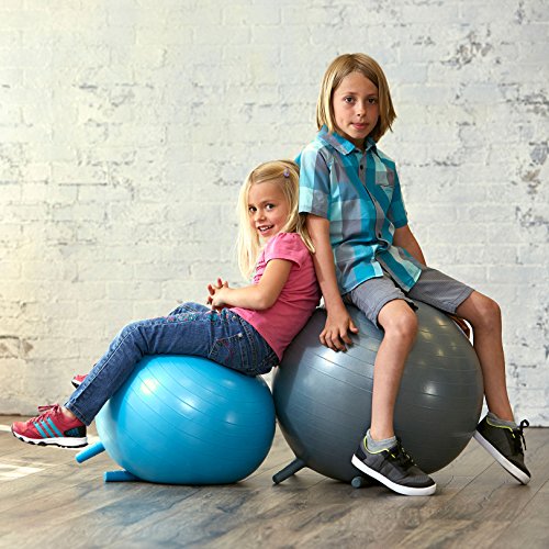 Gaiam Kids Stay-N-Play Children's Balance Ball - Flexible School Chair Active Classroom Desk Alternative Seating Built-In Stay-Put Soft Stability Legs, Includes Air Pump, 45cm, Blue