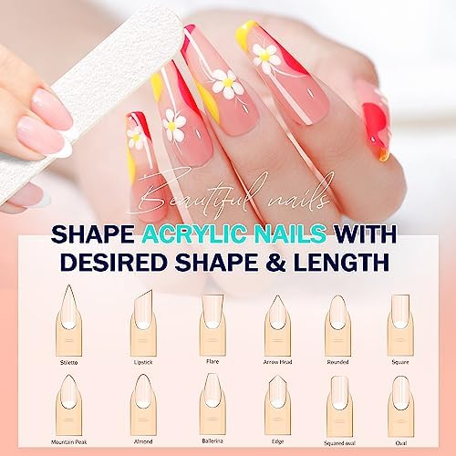 Professional Nail Files Double Sided Emery Board 80/100 Grit for Poly Gel Acrylic Nail Extension Manicure Pedicure Tool White 100Pcs