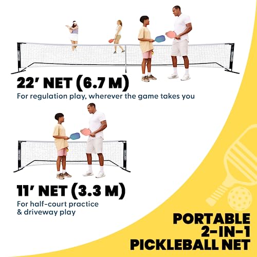 Boulder Pickleball Net - Premium USAPA Standard Full Court 22ft Pickleball Net Set with Additional 11ft Half Court Pickle Ball Tennis Net