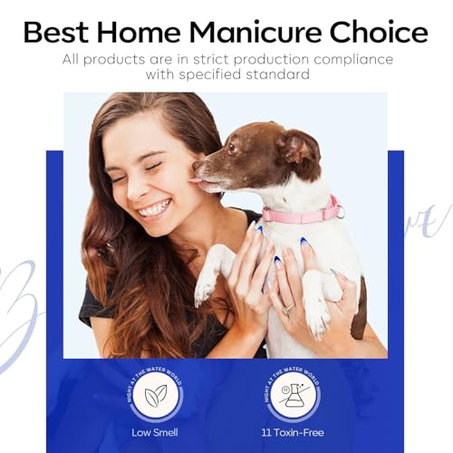 modelones Blue Gel Nail Polish Set 6 Colors, Royal Blue Sky Blue Glitter Navy Blue Nail Gel Polish Kit Light to Dark Shades Soak Off Pastel Spring Nail Art Gel Salon DIY Manicure Gift for Women Girl