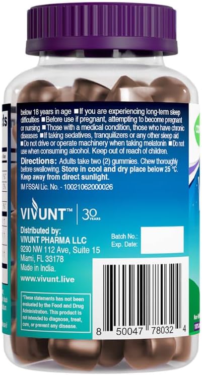 AXIV VroZzz Melatonin Sleep Aid Gummies, 10 mg Melatonin, Helps You Asleep Naturally, Sleep Aid, Occasional Nap Support, Chamomile, Lavender & Valerian Root, 60 Count