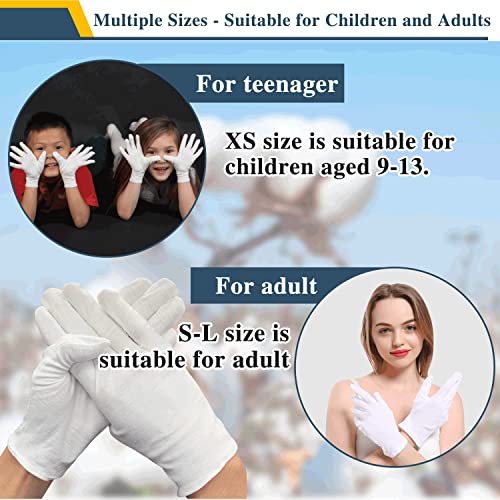 24Pcs White Cotton Gloves for Dry Hands Kids Eczema Gloves Overnight Moisturizing Gloves for Women Cosmetic