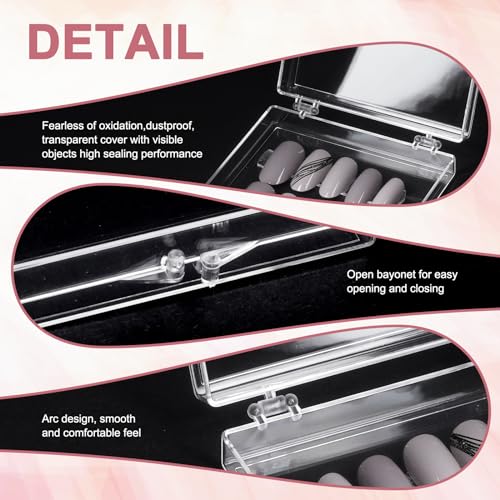 30Boxes Large (8 x 8cm) Press On Nail Packaging Storage Box and 90pcs Adhesive Tabs - Acrylic Organizer Case for Artificial Nail for Nail Business Supplies (clear, L)