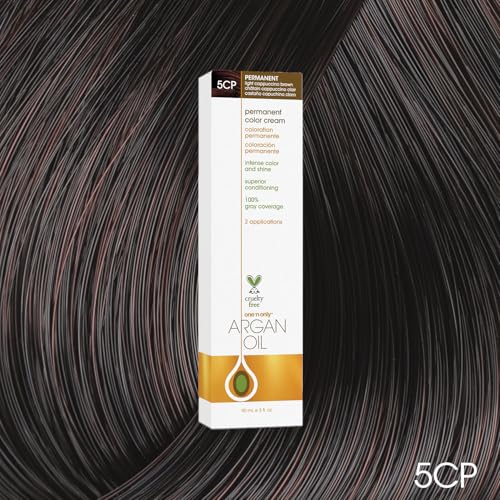 One N' Only Permanent Hair Color - Permanent Hair Dye Made with Argan Oil - Delivers Rich, Accurate Tones with Gray Coverage - Improves Moisture & Elasticity - 5CP Light Cappuccino Brown (3 oz)