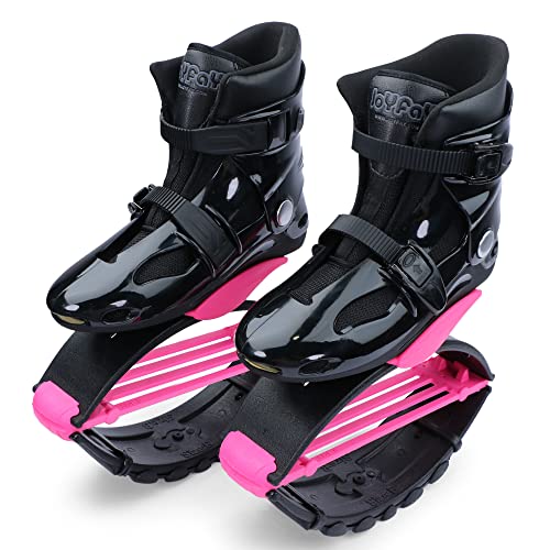Joyfay Jumping Shoes -Black and Pink Jump Shoes for Athletes and Heavier Users -Professional Fitness Bounce Shoes for Women and Men -Special Edition Jump Boots with 4 pcs Tension Springs (L)