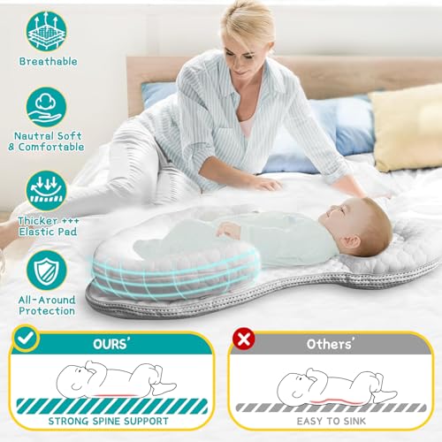 Baby Lounger Baby Nest Newborn Snuggle Nest Sleeping Bed Cover for Co Sleeping Bed Adjustable Infant Floor Loungers for Travel