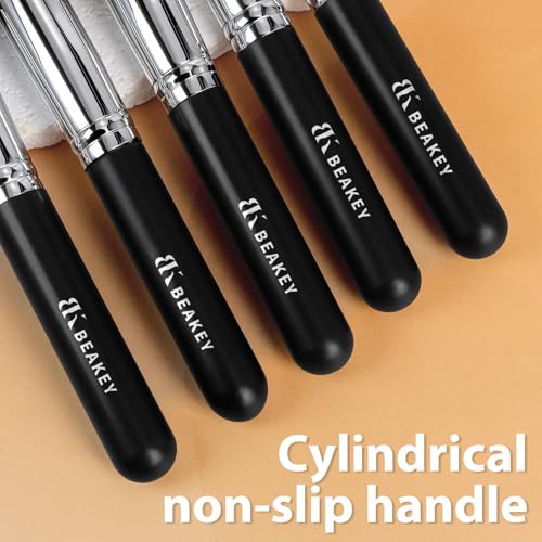 BEAKEY Makeup Brushes Sets, Brush Sets with Makeup Sponges (10+2pcs, with Black Case)