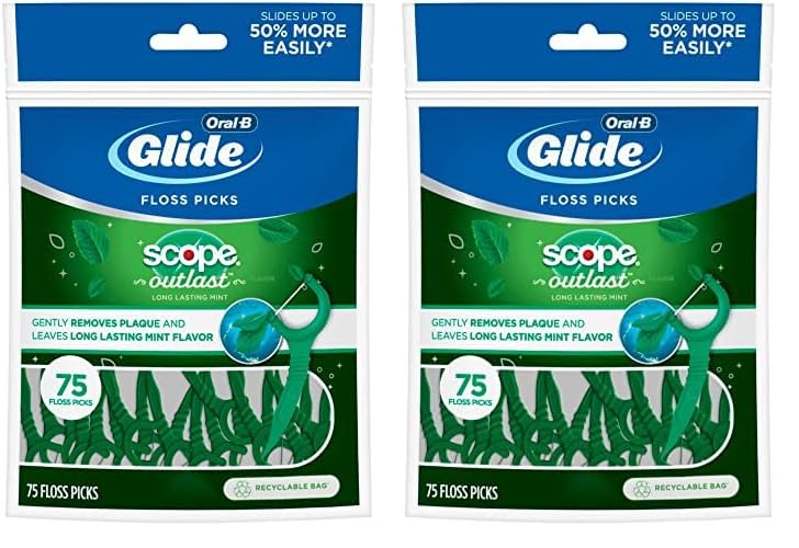 Oral-B Complete Glide Floss Picks, Scope Outlast, 75-ct (Pack of 2)