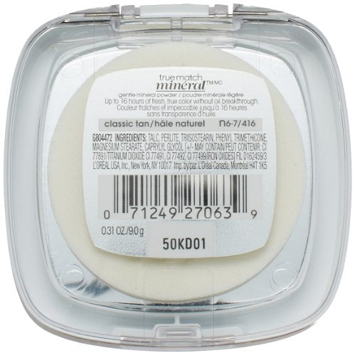 L’Oréal Paris True Match Mineral Pressed Powder, Classic Tan, 0.31 Ounce