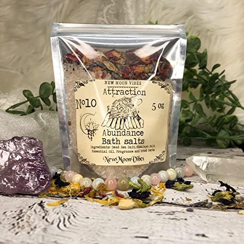 Attraction Abundance Essential Oils Herbal Spell Ritual Bath Salts with Real Herbs Botanicals Infused Enhance Beauty Love Power Control Success Confidence Attain Dreams Goals Self Love Acceptance