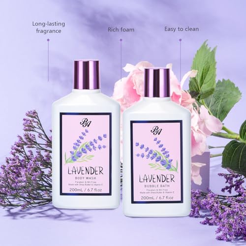 Bath & Body Kit, Spa Gifts for women - 20pcs Spa Gift Baskets Lavender Scented includes Body Wash, Bubble Bath, Bath Bomb, Manicure Set. Gifts for Mom, Birthday Gifts, Home Spa Kit Gift for Her