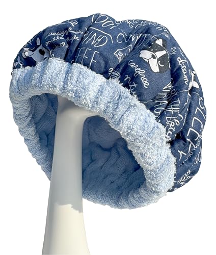 AKISS Flaxseed Deep Conditioning Heat Cap Portable Microwave Hot Bonnet Therapy Hair care Cap For Kids Girls (SkyBlue/Dog, Small)