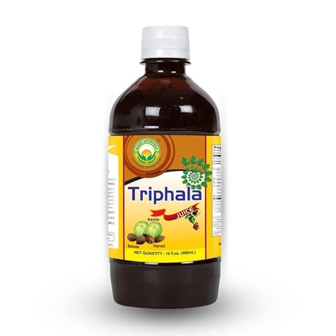 BASIC AYURVEDA Triphala Juice | 16.23 Fl Oz (480ml) | Organic Fruit Juice of Amla Bibhitaki & Haritaki | Natural Source of Vitamin C | for Healthy Hair & Digestion