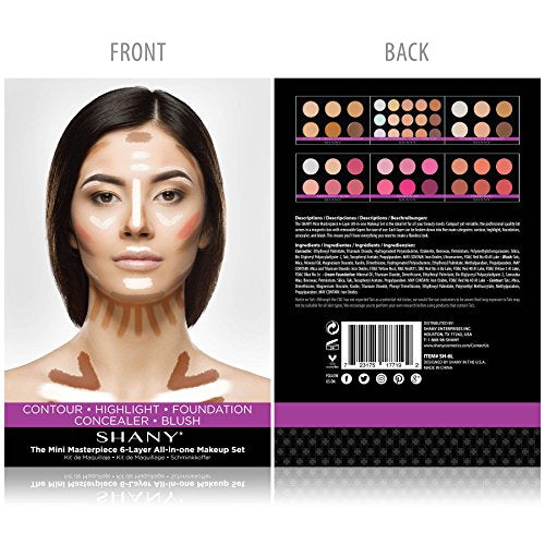 SHANY The Mini Masterpiece 6 Layers Makeup Foundation, Concealer, Camouflage, Contour, Blush and Face Cosmetics Sets - 6 Make up Kits Palettes