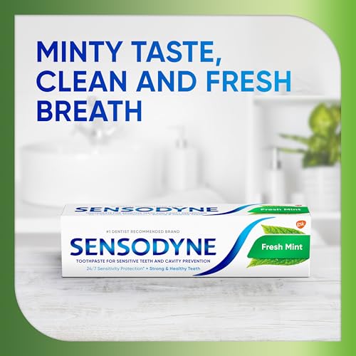Sensodyne Fresh Mint Sensitive Toothpaste, ADA Accepted Toothpaste for Cavity Prevention and Sensitive Teeth Treatment - 4 Ounces (Pack of 2)