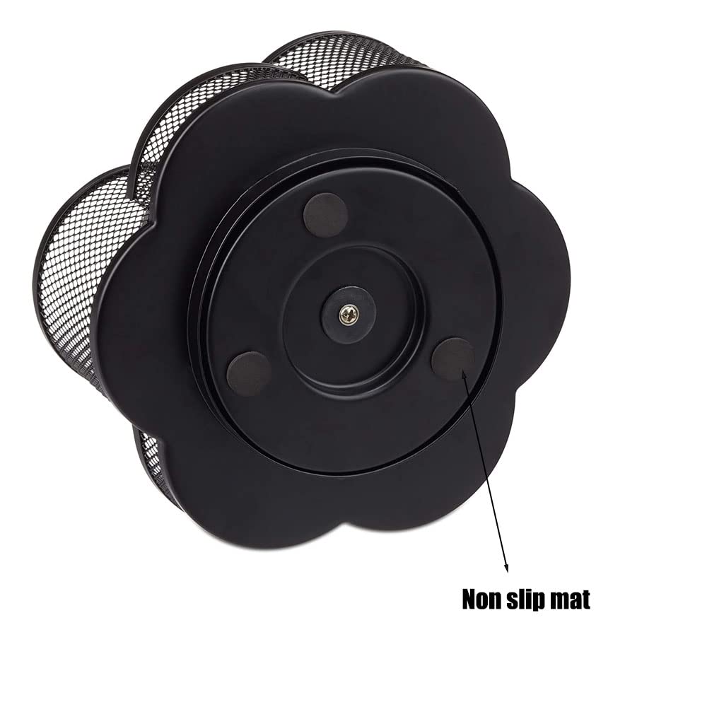 360° Rotation Multi Functional Pen Holder, Mesh Desktop Caddy, Rotating Pencil Holder, High Capacity, with Non Skid Rubber Mat, 7 Compartments, for Office Storage, Dressing Table (Pink)