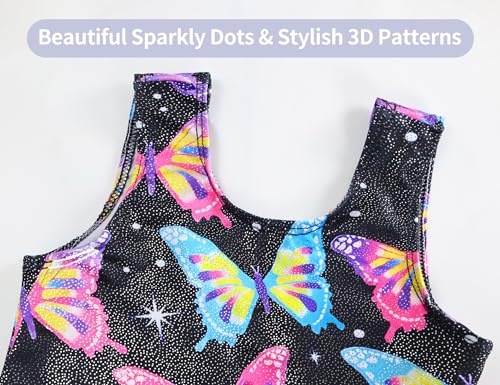 Domusgo Leotard for Girls Gymnastics Size 5-6 Years Old Black Pink Butterfly Tumbling Biketard