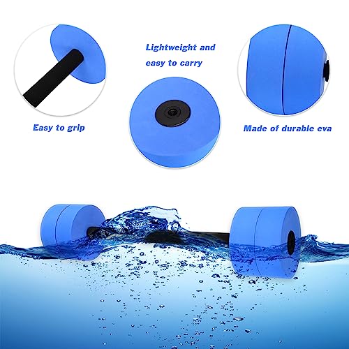 Hikeen Aquatic Exercise Dumbbells Water Dumbbell Pool Resistance Aquatic Fitness Barbells High-Density EVA Foam Pool Weights Dumbbells, for Water Aerobics Weight Loss (1 Blue Long barbell)