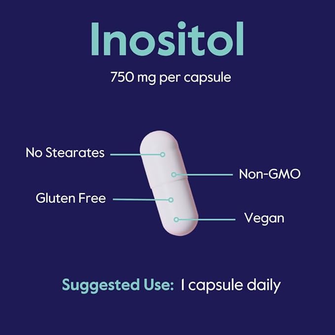 BESTVITE Inositol 750 mg as Myo Inositol (120 Vegetarian Capsules) - No Stearates - Vegan - Non GMO - Gluten Free
