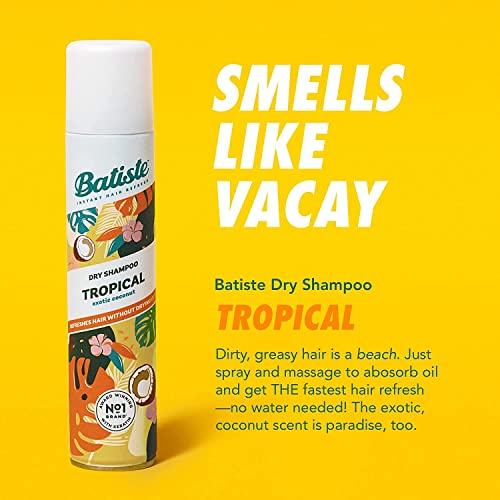 Batiste Dry Shampoo, Tropical Fragrance, Refresh Hair and Absorb Oil Between Washes, Waterless Shampoo for Added Hair Texture and Body, 6.73 OZ Dry Shampoo Bottle