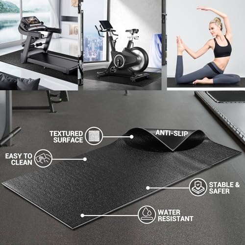 Exercise Equipment Mat Health & Fitness Exercise Bike Mat - Anti Fatigue Floor Mat, Fitness Mat, Treadmills Mat, Jump Rope Mat, Gym Mat Used On Hard Floors and Carpet Protection 24"x48"