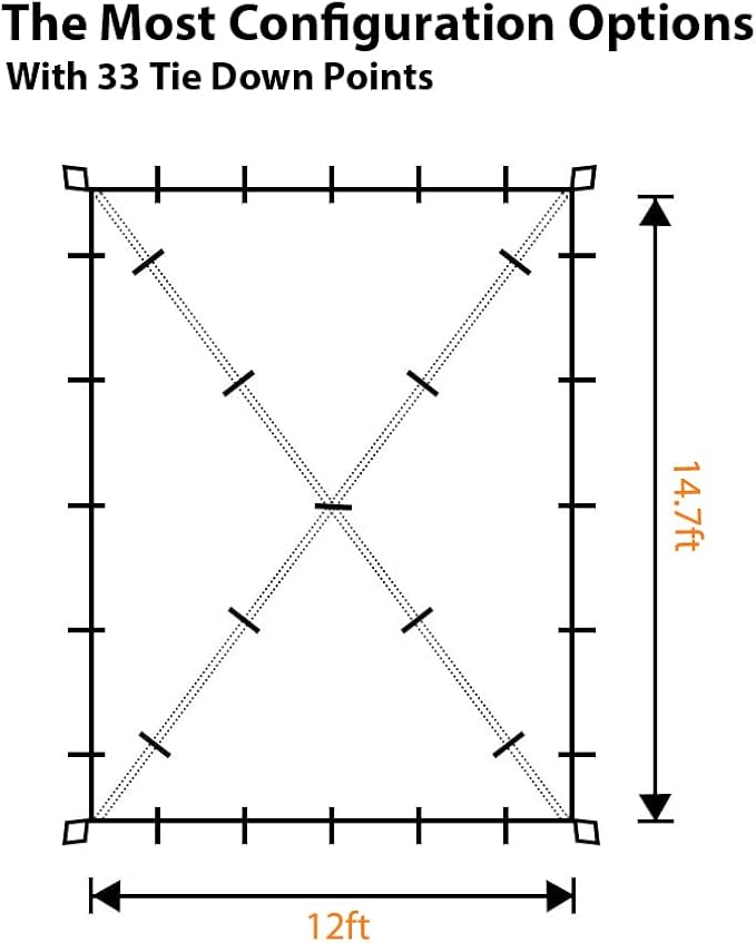 Gold Armour Rainfly Tarp Hammock, Premium 14.7ft/12ft/10ft/8ft Rain Fly Cover, Waterproof Ultralight Camping Shelter Canopy, Survival Equipment Gear Camping Tent Accessories (Brown 14.7ft x 12ft)