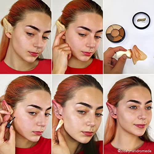 Graftobian Elf Ear Complete Makeup Kit - Elf Ears with Spirit Gum Adhesive and Skin Tone Makeup - for Cosplay, Halloween Costumes, & Theater - Full Color Instructions