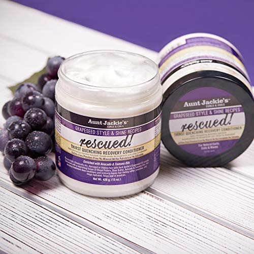 Aunt Jackie's Grapeseed Style and Shine Recipes Rescued Thirst Quenching Hair Recovery Conditioner Repair Treatment, Seals in Moisture, 18 oz