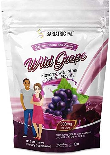 BariatricPal 90-Day Bariatric Vitamin Bundle (Multivitamin ONE 1 per Day! Capsule with 60mg Iron and Calcium Citrate Soft Chews 500mg with Probiotics - Wild Grape)