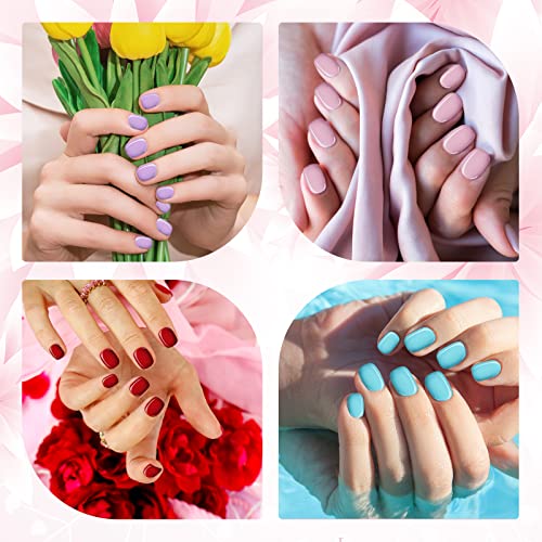 Honoson 720 Pieces Short False Nails Medium Square Artificial Fake Nails Full Cover Fingernails Coffin Press on Nails Glossy False Nails Tips for Women Girls DIY Nail(Elegant Colors)