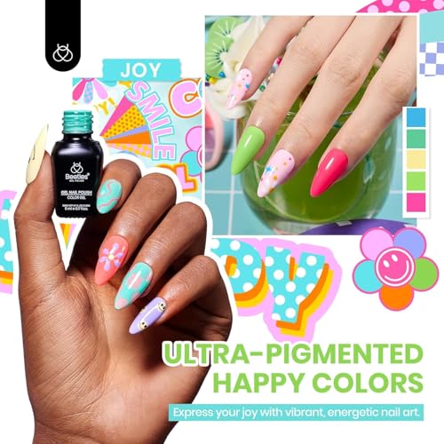 Beetles Gel Nail Polish Set - 69PCS 60 Colors Gel Polish Kit Base Coat Glossy & Matte Top Coat Soak off Emotional Spectrum Collection Red Black Nude White Neon All Seasons Gifts for Women