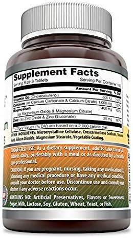 Amazing Formulas Calcium Magnesium Zinc with Vitamin D3 Supplement | Non-GMO | Gluten Free | Made in USA (300 Count | 3 Pack)
