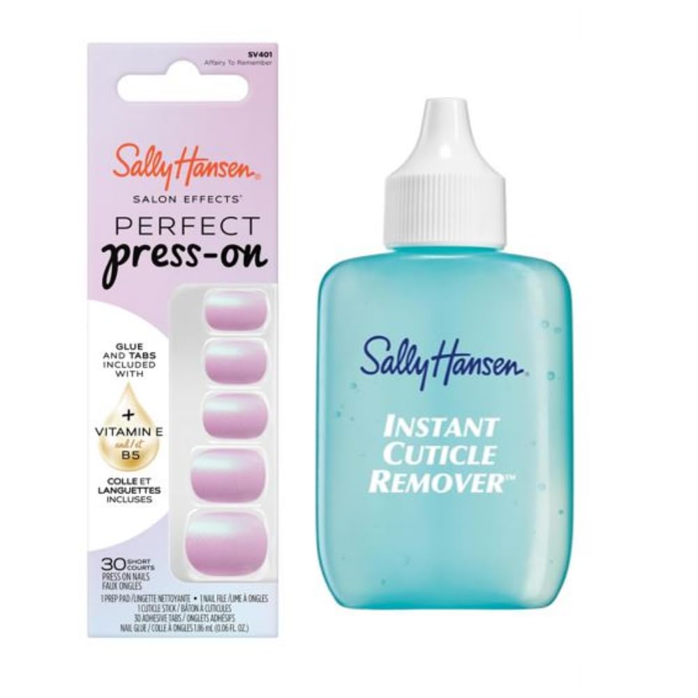 Sally Hansen Instant Cuticle Remover | Perfect Press-On Nails Kit | Salon-Quality