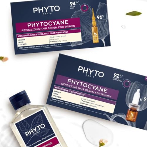 PHYTO|PHYTOCYANE - Thinning Hair Shampoo for Men & Women|Revitalizing Formula with Ginkgo Biloba B Vitamins & Rosemary | Promotes Thicker & Stronger Hair|250ml