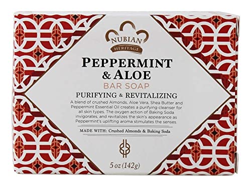 Nubian Heritage Soap Bar, Peppermint and Aloe, 5 Ounce
