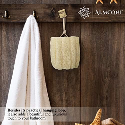 Almooni Egyptian Loofah Exfoliating Body Scrubber, Natural Real Egyptian Shower Loofah Sponge Body Scrubber for Women and Men, for Body and Face That Will Get You Clean - 3 Count (1 Pack)