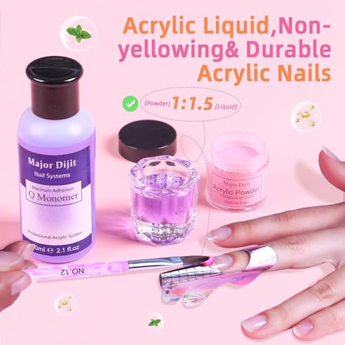 Acrylic Nail Kit with Drill Set for Beginners with Everything 12 Color Acrylic Powder Nail Decoration Tools Home Salon (-30)