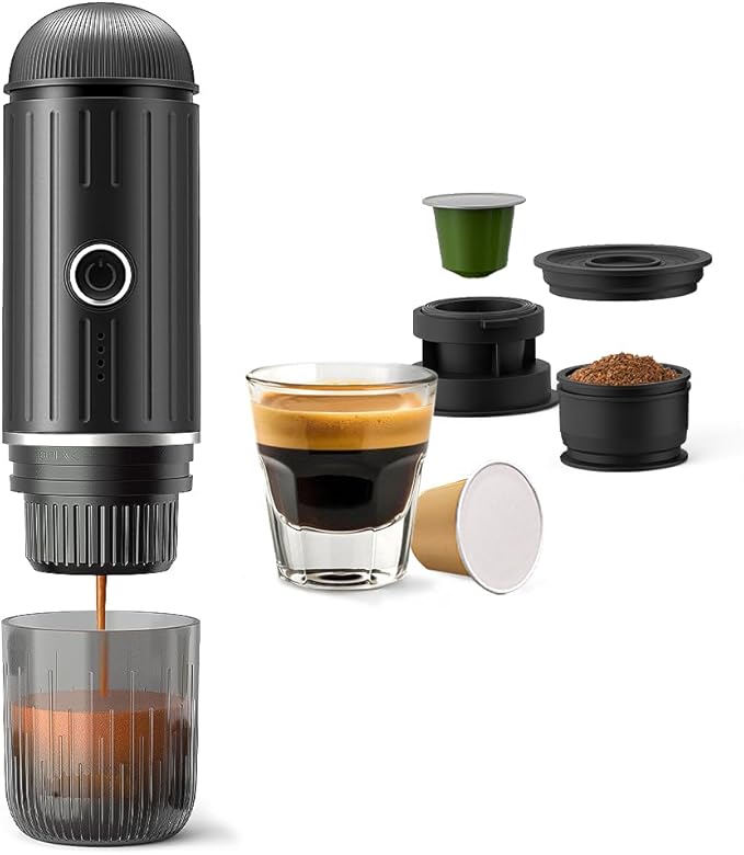 BENFUCHEN Portable Espresso Machine For Travel, USB-C Charging, Self-Heating Electric Espresso Maker, 19 Bar Mini Coffee Maker On the Go For Camping & Hiking For Ground Coffee & NESPRESSOpods, Black