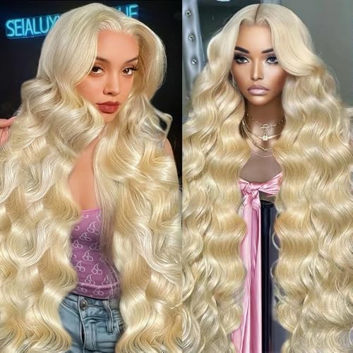 30 Inch 613 13x6 Lace Front Wig Human Hair 200 Density Blonde Wig Human Hair 613 HD Lace Frontal Wig Body Wave Lace Front Wig Pre Plucked Glueless Blonde Wigs