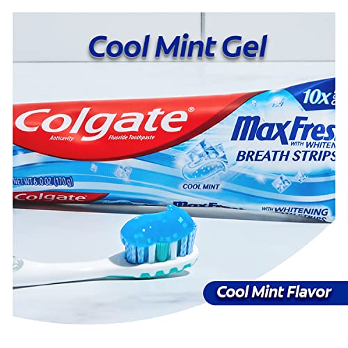 Colgate Max Fresh Travel Size Toothpaste with Mini Breath Strips, Cool Mint - 24 Pack