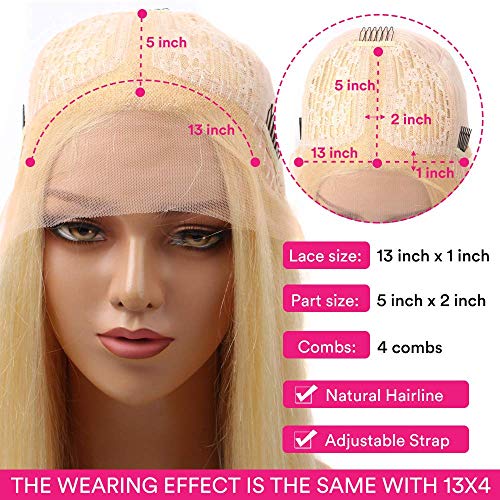 613 Lace Front Wigs Human Hair 13x1 Blonde Human Hair Wig 613 Blonde Wig Human Hair for Women Pre Plucked with Baby Hair Brazilian Blonde Body Wave Wigs 20inch