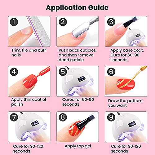 RARJSM Painted Gel Nail Polish Set, Line Art Gel 12 Colors Neon Pink Yellow Green Glitter Silver Gold Nail Art Painting Manicure Tools DIY Drawing NailGel for Line U V L E D Required