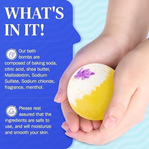 Bath Bombs Set, 24 Pcs Shower Bombs with 6 Refreshing Scents, Perfect for Moisturizing & Relaxing, Ideal for Birthday, Mother's Day, Valentine's Day Present Giving, Presents for Women