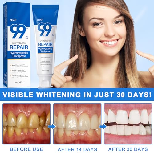 9.9% Hydroxyapatite Toothpaste 2 Pack, Nano Hydroxyapatite Toothpaste Protects Enamel and Strengthens Teeth, Cleans and Cares for Oral Health, Promotes Freshens Breath