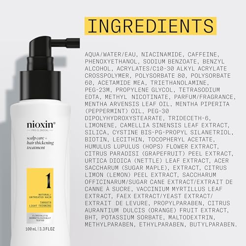 Nioxin System 1 Scalp Care + Hair Thickening Leave-In Treatment | For Natural Hair with Light Thinning | Strengthen Against Damage & Breakage with Niacinamide & Biotin