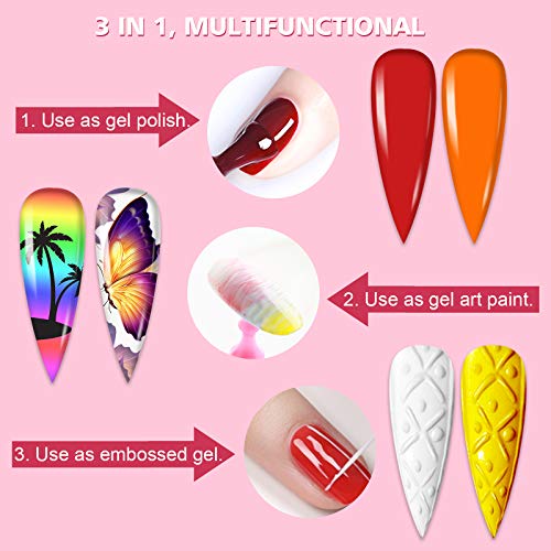 SAVILAND Gel Paint Kit: Gel Nail Polish Kit 12 Colors Soak Off Gels Polish Set with 15 pcs Painting Drawing Nail Brush Pen for Nail Art Design & Nail Salon