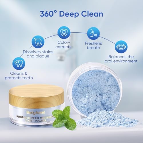 Teeth Whitening Powder Upgraded– Probiotic Pearl Whitening Tooth Powder, Fluoride-Free Toothpaste for Coffee & Tea Stain Removal, 360° Clean Teeth, Fresh Breath